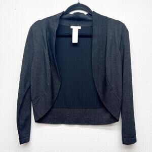 Vintage Glint Metallic Black Open Front Short Cardigan Sweater XS Fairy Grunge